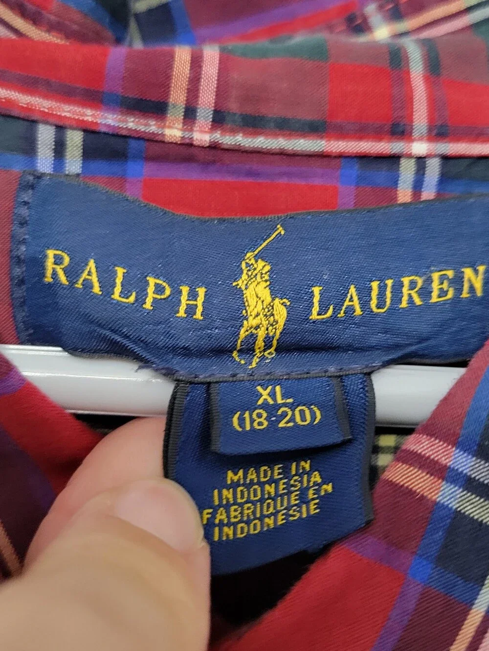 Lot 4 Ralph Lauren Boys Plaid Long Sleeve Button Down Shirts Size XL Red Green